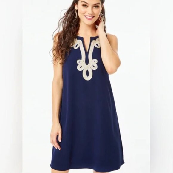 NWT Lilly Pulitzer Cherlyn Soft Shift Mini Sleeveless Dress in True Navy, 2 - Picture 1 of 6